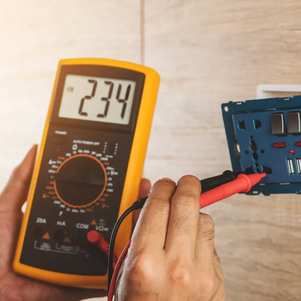 Electrical DB board being tested during MEP snagging